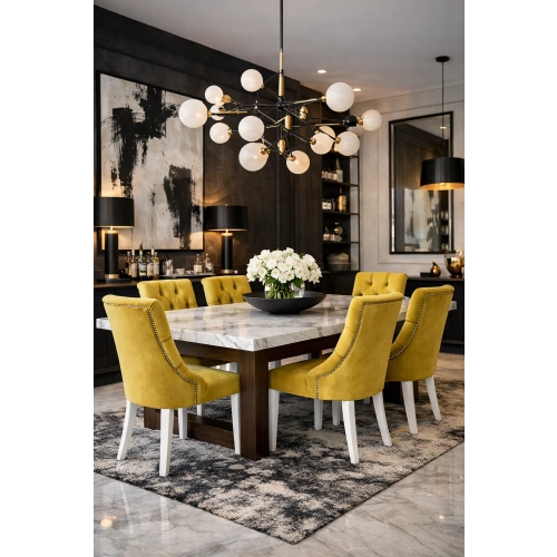 Krzesło Chesterfield PREMIUM KR-21  - Tkanina Piano 07 Żółty